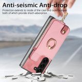 Ring Holder kryt Zipper na Samsung Galaxy Z Fold5 - Ružová