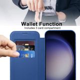Peňaženkové kožené puzdro Rhombus Shield na Samsung Galaxy S24 5G - Tmavo modrá