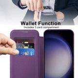 Peňaženkové kožené puzdro Rhombus Shield na Samsung Galaxy S24 5G - Fialová