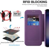 Peňaženkové kožené puzdro Rhombus Shield na Samsung Galaxy S24 5G - Fialová