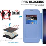 Peňaženkové kožené puzdro Rhombus Shield na Samsung Galaxy S24 5G - Modrá