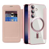 Peňaženkové kožené puzdro Rhombus Shield na Samsung Galaxy S24 5G - Ružová