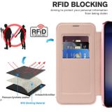 Peňaženkové kožené puzdro Rhombus Shield na Samsung Galaxy S24 5G - Ružová