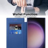 Peňaženkové kožené puzdro Rhombus Shield na Samsung Galaxy S24 Ultra 5G - Tmavo modrá
