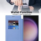 Peňaženkové kožené puzdro Rhombus Shield na Samsung Galaxy S24 Ultra 5G - Modrá
