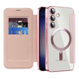 Peňaženkové kožené puzdro Rhombus Shield na Samsung Galaxy S24 Plus 5G - Ružová