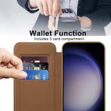Peňaženkové kožené puzdro Rhombus Shield na Samsung Galaxy S24 Plus 5G - Hnedá
