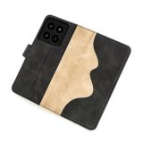 Peňaženkové kožené puzdro Stitching na Xiaomi 14 Pro - Čierna