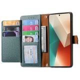 Peňaženkové kožené puzdro Love Zipper na Xiaomi Redmi Note 13 Pro - Zelená