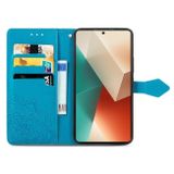 Peňaženkové kožené puzdro Mandala Flower na Xiaomi Redmi Note 13 - Modrá
