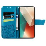 Peňaženkové kožené puzdro Butterfly Love na Xiaomi Redmi Note 13 Pro - Modrá