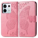 Peňaženkové kožené puzdro Butterfly Love na Xiaomi Redmi Note 13 Pro - Ružová
