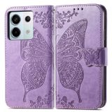Peňaženkové kožené puzdro Butterfly Love na Xiaomi Redmi Note 13 Pro - Fialová
