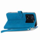 Peňaženkové kožené puzdro Flower Zipper na Xiaomi 13T / 13T Pro - Modrá