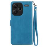 Peňaženkové puzdro Flower Zipper na Xiaomi Redmi Note 13 Pro+ - Modrá