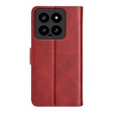 Peňaženkové kožené puzdro Dual-side na Xiaomi 14 - Červená