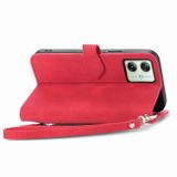 Peňaženkové kožené puzdro Embossed Flower Zipper na Moto G54 5G / G54 5G Power Edition - Červená