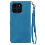 Peňaženkové kožené puzdro Zipper na Honor X6a - Modrá