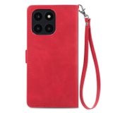 Peňaženkové kožené puzdro Zipper na Honor X6a - Červená