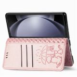 Peňaženkové kožené puzdro Cat and Dog na Samsung Galaxy Z Fold5 - Ružovozlatá