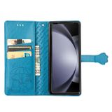 Peňaženkové kožené puzdro Cat and Dog na Samsung Galaxy Z Fold5 - Modrá