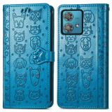 Peňaženkové kožené puzdro Cat and Dog na Motorola Edge 40 Neo - Modrá