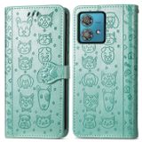 Peňaženkové kožené puzdro Cat and Dog na Motorola Edge 40 Neo - Zelená