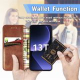 Peňaženkové kožené puzdro Cubic na Xiaomi 13T / 13T Pro - Hnedá