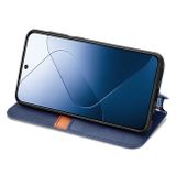 Peňaženkové kožené puzdro Pressed na Xiaomi 14 - Modrá