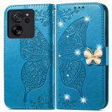 Peňaženkové kožené puzdro Butterfly na Xiaomi 13T / 13T Pro – Modrá
