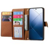 Peňaženkové kožené puzdro Love Zipper na Xiaomi 14 - Hnedá