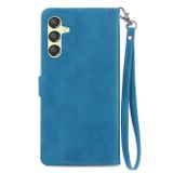 Peňaženkové kožené puzdro Zipper na Samsung Galaxy A25 5G - Modrá