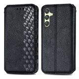 Peňaženkové kožené puzdro Cubic Grid na Samsung Galaxy A25 5G - Čierna