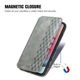 Peňaženkové kožené puzdro Cubic Grid na Samsung Galaxy A25 5G - Šedá