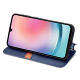 Peňaženkové kožené puzdro Cubic Grid na Samsung Galaxy A25 5G - Modrá