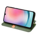 Peňaženkové kožené puzdro Cubic Grid na Samsung Galaxy A25 5G - Zelená
