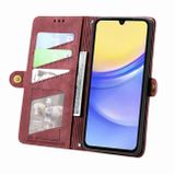 Peňaženkové kožené puzdro Geometric Zipper Wallet na Galaxy A15 4G/ 5G - Červená