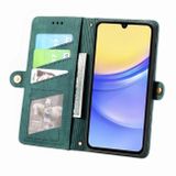 Peňaženkové kožené puzdro Geometric Zipper Wallet na Galaxy A15 4G/ 5G - Zelená