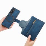 Peňaženkové kožené puzdro Retro na Samsung Galaxy Z Fold4 - Modrá