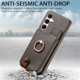 Peňaženkové kožené puzdro Litchi Leather Oil Edge na Galaxy A55 5G - Šedá