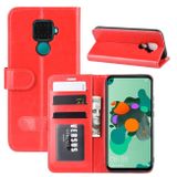 Peňaženkové kožené puzdro na Huawei Mate 30 Lite– Červená