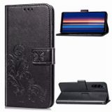 Peňaženkové kožené puzdro ROSES na Sony Xperia 5 - Čierna