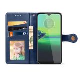 Peňaženkové kožené puzdro na Motorola Moto G8 Play - Modrá