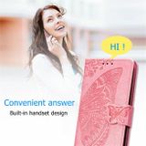 Peňaženkové kožené puzdro Butterfly Love Flower Embossed Horizontal na Samsung Galaxy A51 - Sivá