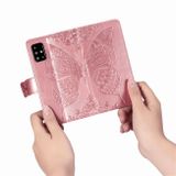Peňaženkové kožené puzdro Butterfly na Samsung Galaxy A71 - Ružová/zatá