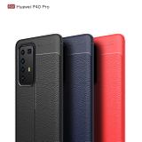 Gumený kryt na Huawei P40 Pro - Litchi -červená