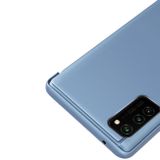 Knižkové puzdro Electroplating Mirror na Samsung Galaxy A41 - Modrý