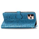 Peňaženkové 3D kožené puzdro na iPhone 11 Pro Max Cat and Dog - Blue