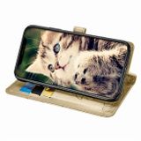 Peňaženkové 3D kožené puzdro na iPhone 11 Pro Max Cat and Dog - gold