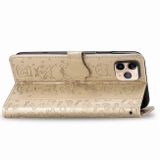 Peňaženkové 3D kožené puzdro na iPhone 11 Pro Max Cat and Dog - gold
